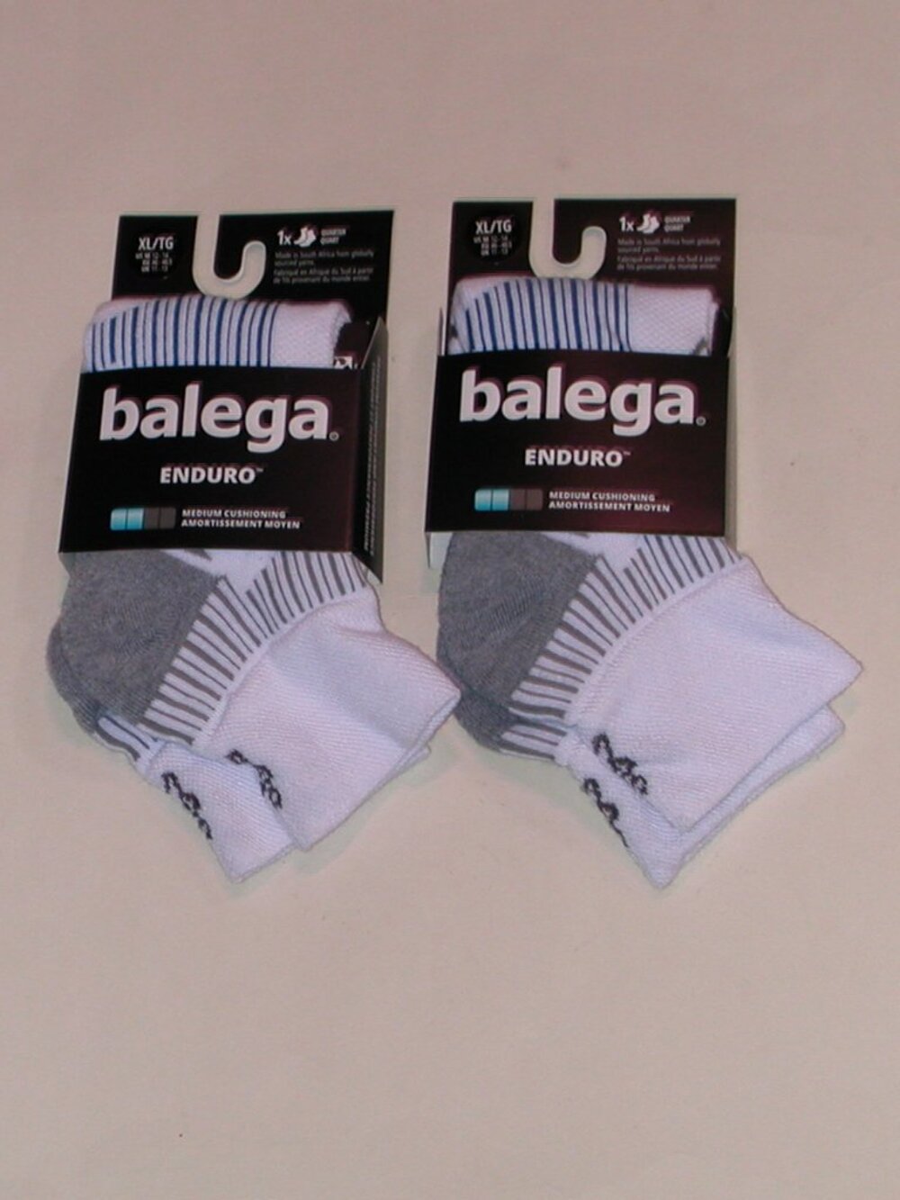 2 Pairs - Balega Enduro Medium Cushion Quarter Socks Men's Size XL White NWT